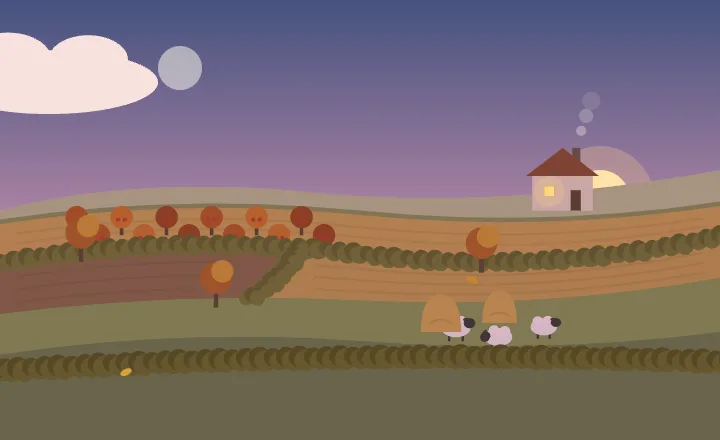 Farmland at dusk
